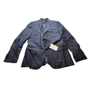 11-100 PAUL SMITH 100% Wool Gents Tailored Fit Suit Plaid Navy Size 38/48